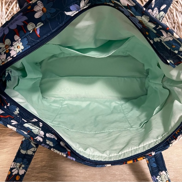 VERA BRADLEY Floral Bursts Small VERA TOTE Blue Purple Orange Zipper Shoulder - Picture 11 of 11